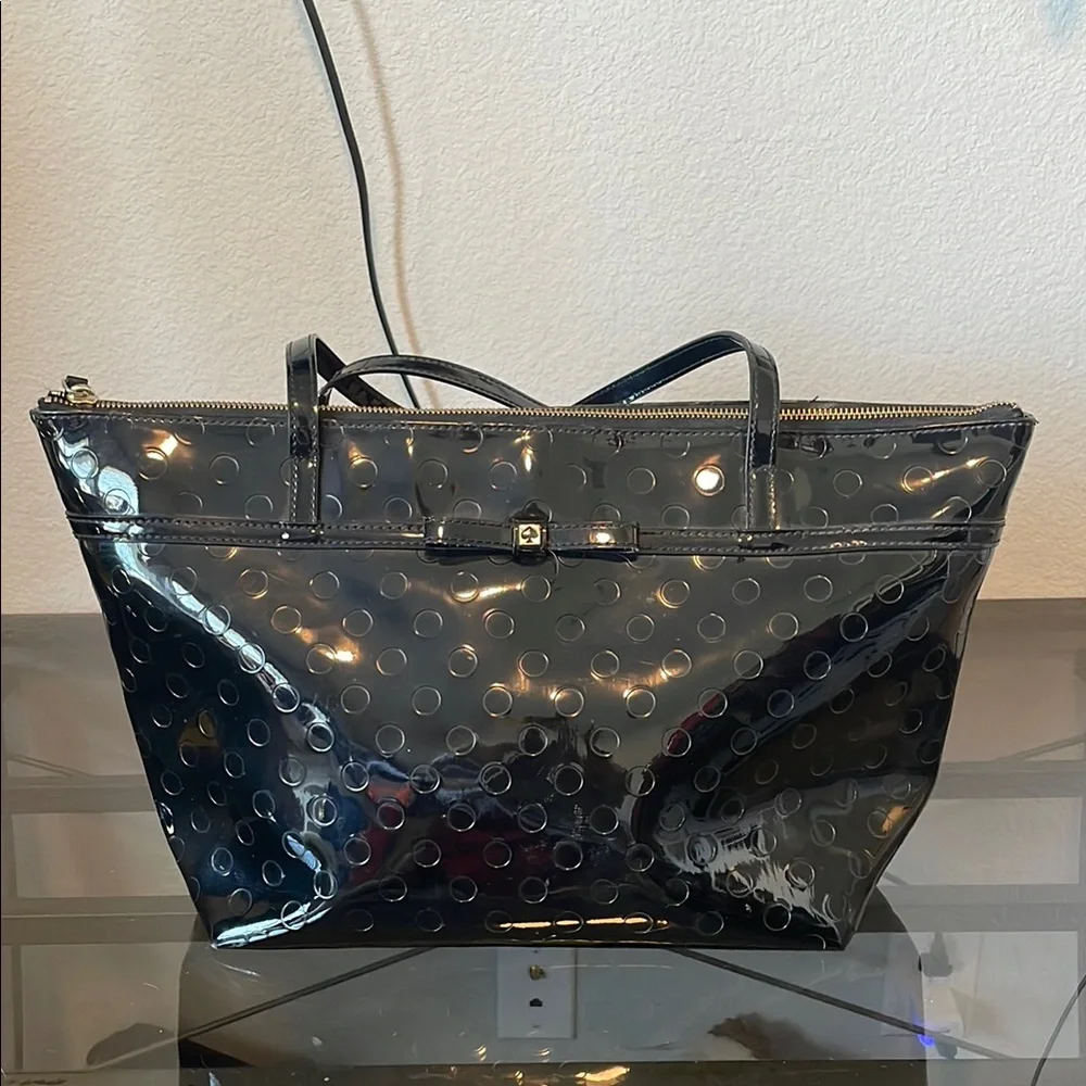 Kate Spade Tote Bag Large Sophie Camellia Street Black PVC Patent Leather